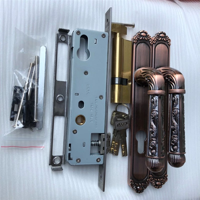 黄青古铜工艺门锁欧式铁栅栏门锁断桥铝双面执手锁断桥铝大门锁图片