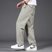 宽松直筒拉链多口袋工装 裤 加大码 秋冬季 长裤 男士 阔腿裤 纯棉休闲裤