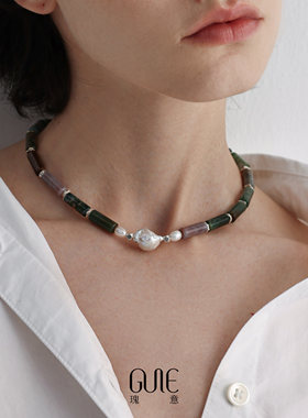 瑰意巴洛克珍珠项链玛瑙925银锁骨链2025新款时尚小众设计高级感