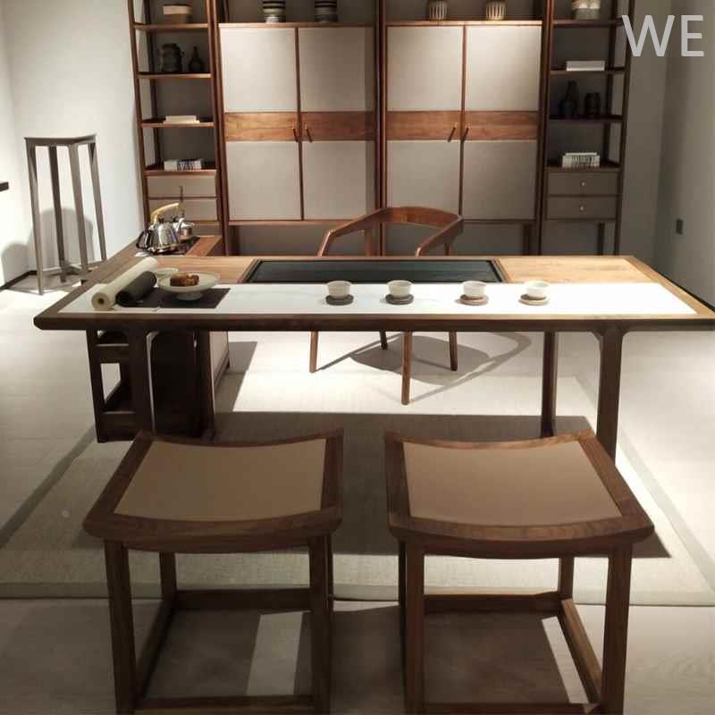 新中式茶桌2025新款高端胡桃木阳台小型家用客厅岩板茶台泡新品