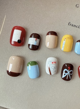 Foromance.【心愿蜡烛】多巴胺中古配色 手绘蜡烛 短方圆 穿戴甲