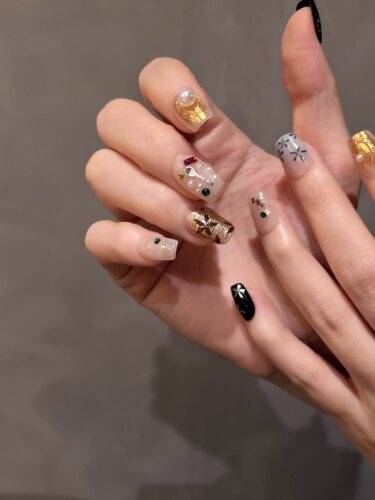 Foromamce.【金色年华】奢华金丝  珍珠点缀  气质短方甲型