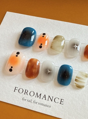 Foromance【吉他手】活力动感 可盐可甜 短甲 纯手工穿戴甲