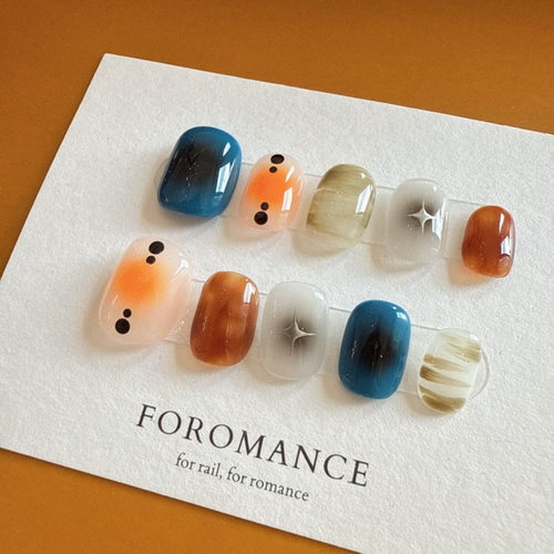 Foromance【吉他手】活力动感 可盐可甜 短甲 纯手工穿戴甲