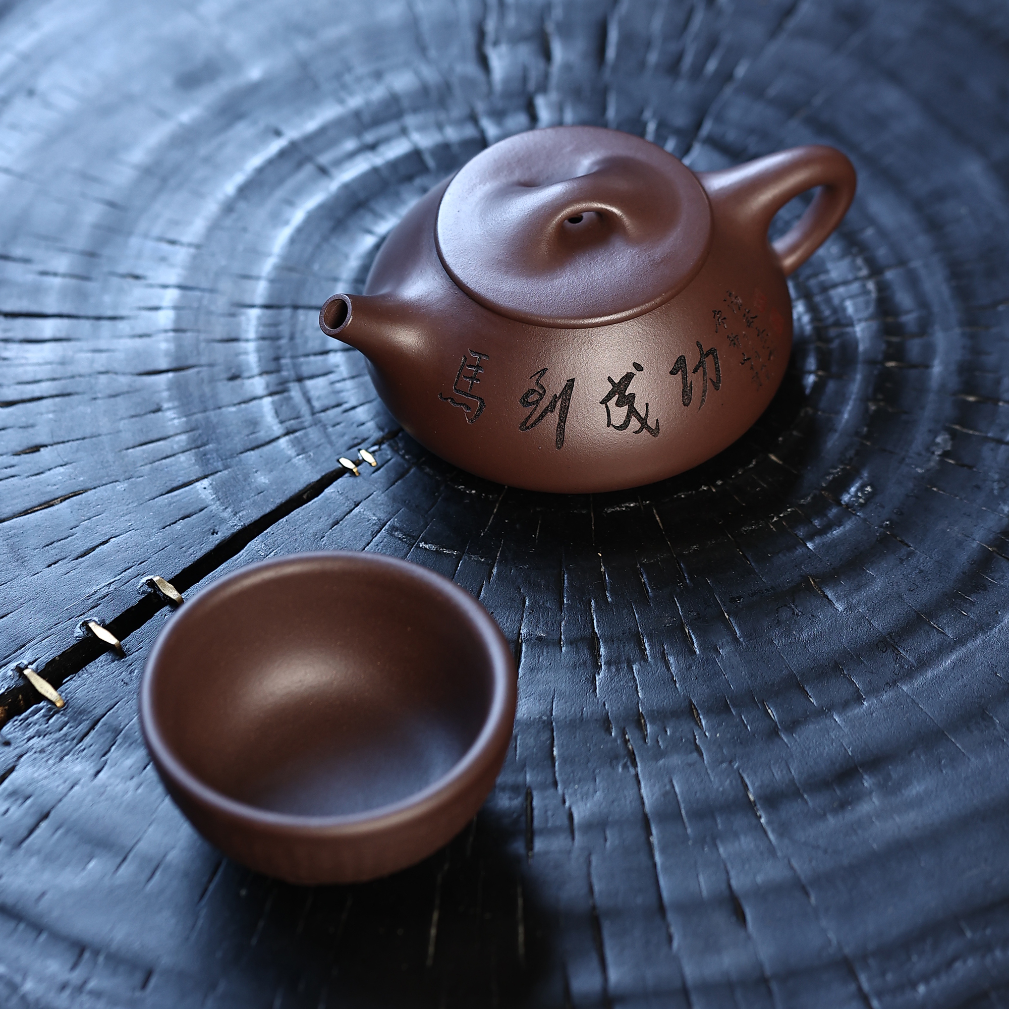 烈隐 听风的蚕 悲鸿马到成功景舟石瓢壶宜兴黄龙山原矿泥料泥壶