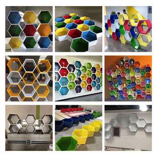 展厅模特地台烤漆展示台能力风暴橱窗蜂窝玻璃橱窗六边形镂空展台