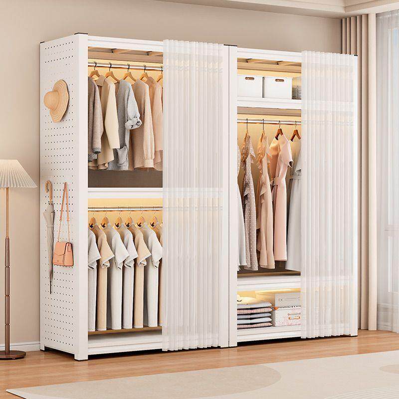 衣帽架家用简易衣橱开放式衣柜衣物收纳架落地多层置物架铁艺衣柜