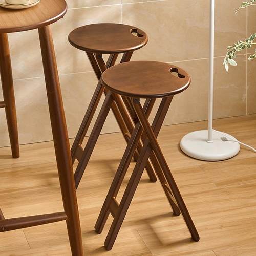 可折叠凳子家用高脚圆凳便携式加厚马扎厨房吃饭靠背椅吧台高脚椅