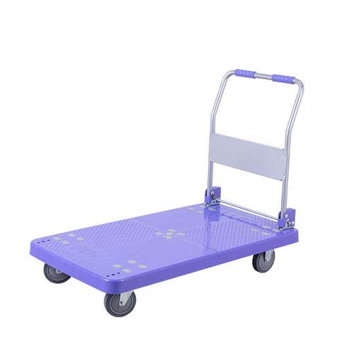 塑料平板手推车超市货物搬运折叠拉货车轻便静音平板车trolley