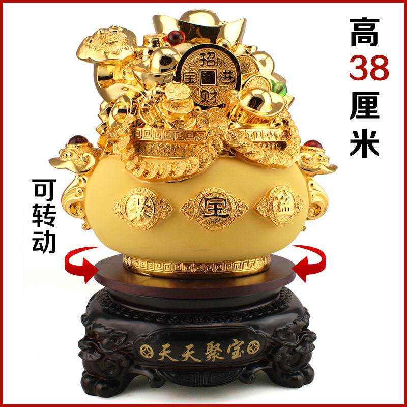 迪万思电镀金色存钱罐聚宝盆工艺品树脂摆件客厅家居饰品摆设批发