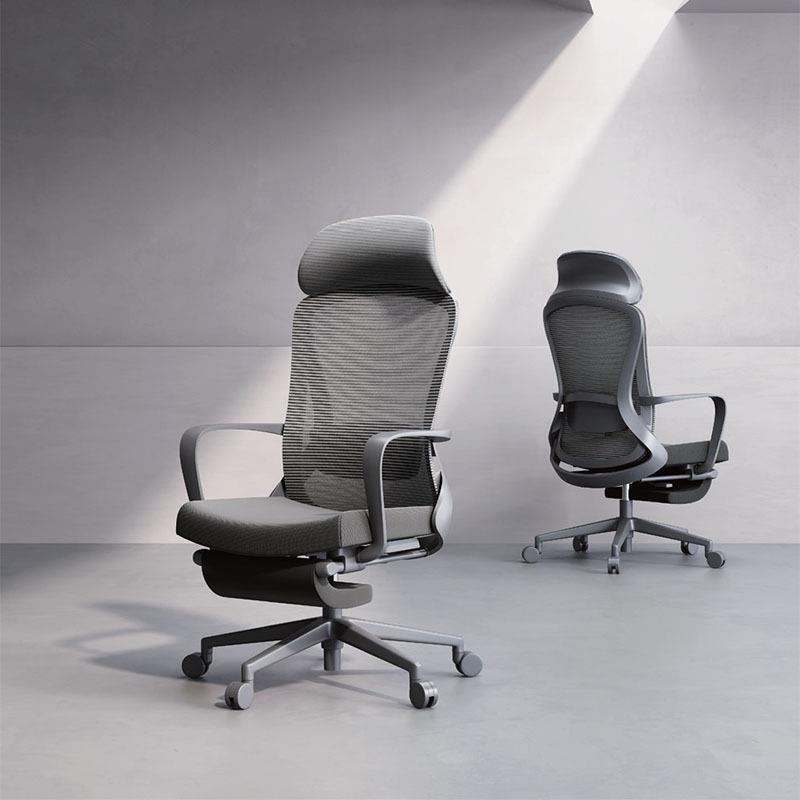 网布办公大头枕升降旋转电脑椅现代员工高背带脚踏午休舒适大班椅