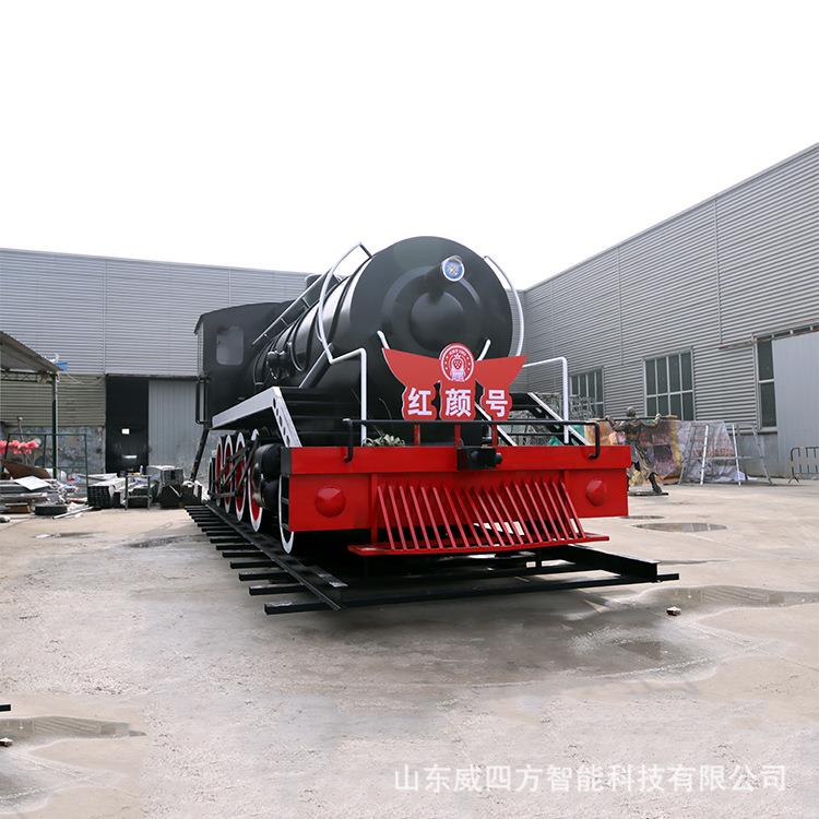 大型铁艺仿真绿皮火车头模型老式复古蒸汽火车主题餐厅大道具摆件