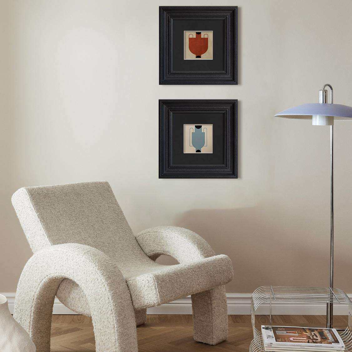 花瓶剪影现代简约几何抽象装饰画中古风客餐厅抽象画走廊玄关挂画