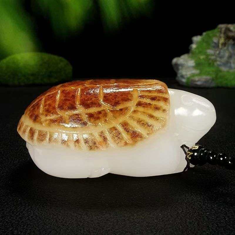 阿富汗玉龙龟手把件龙龟手玩件把玩件白玉乌龟摆件饰品