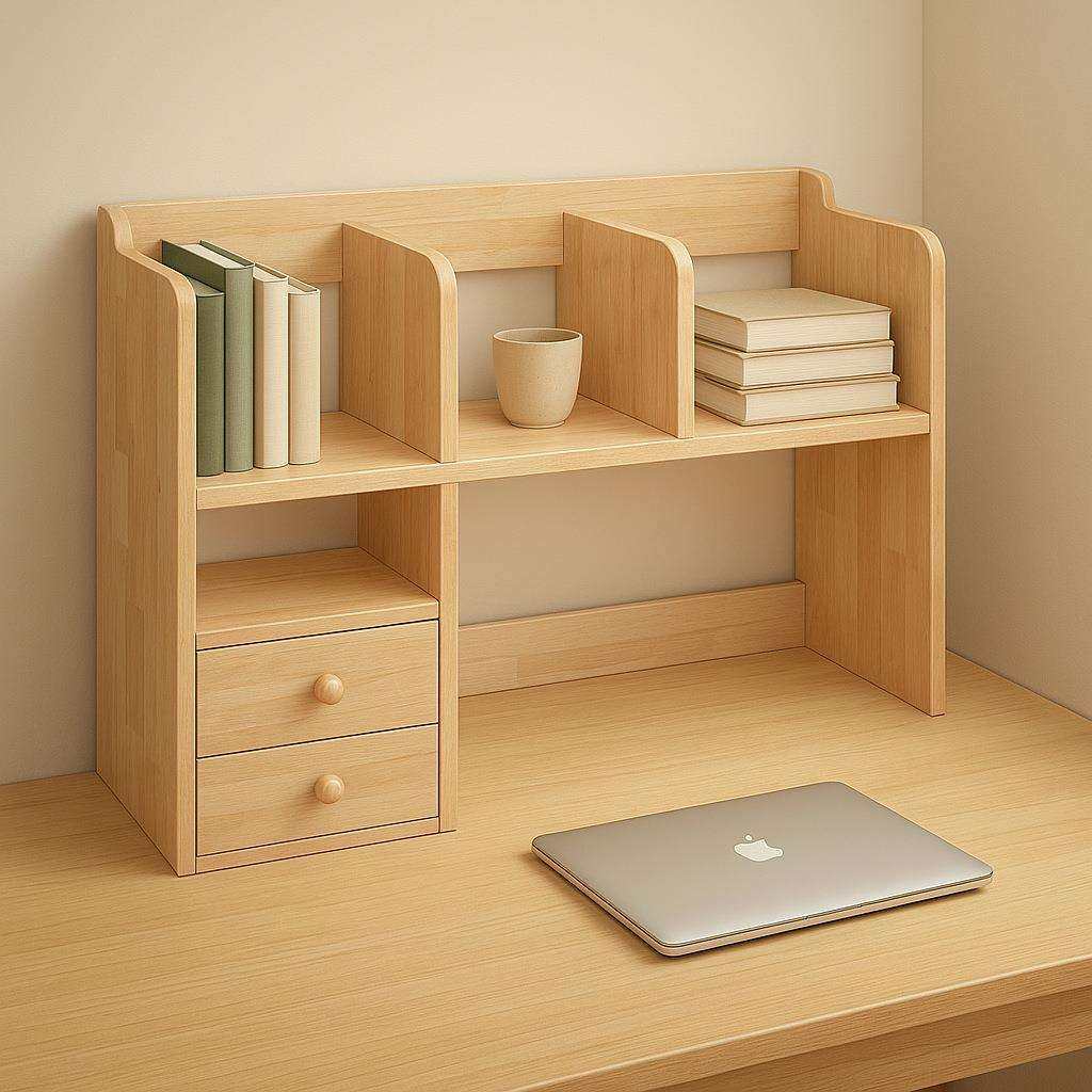 实木桌面书架家用书桌收纳置物架学生桌上简易柜子儿童多层书柜