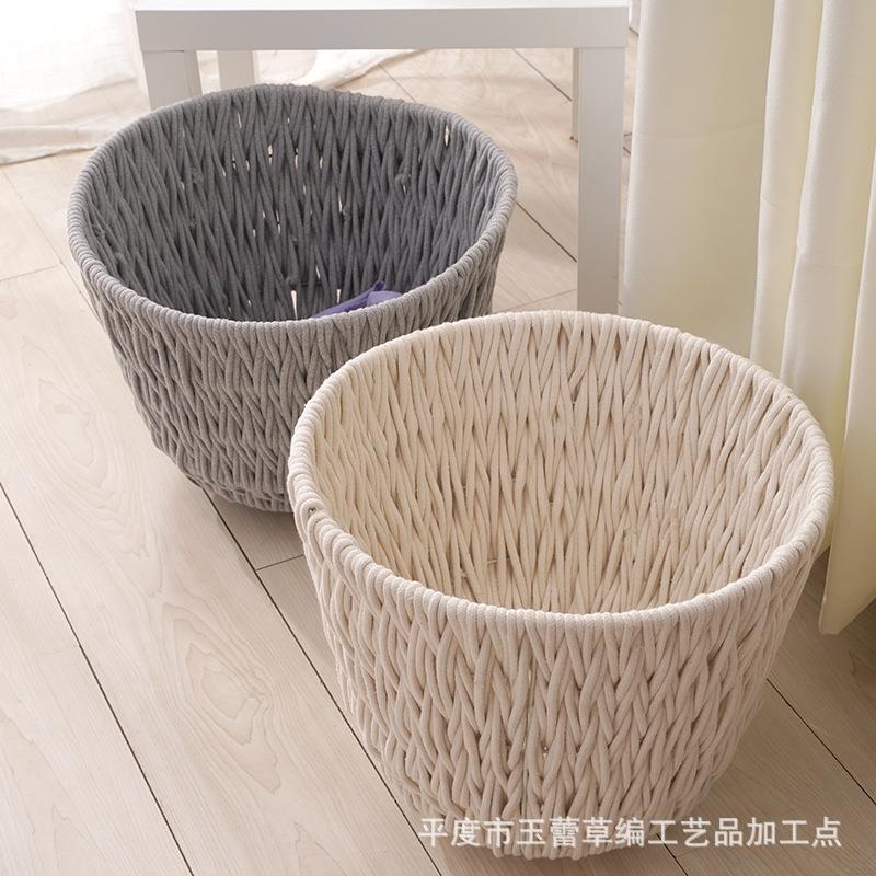 家居用品圆形收纳筐大号时尚玩具储物篮居家衣服玩具整理收纳