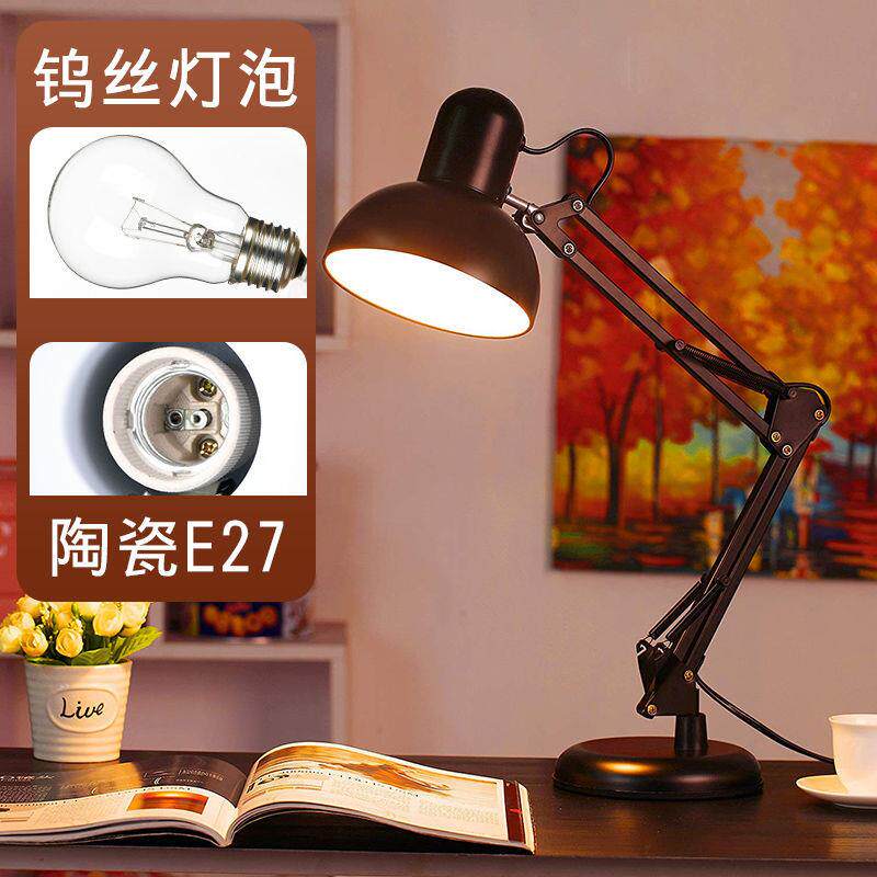 白炽灯钨丝护眼学习全光谱台灯老式经典款插电E27可换灯泡热黄光
