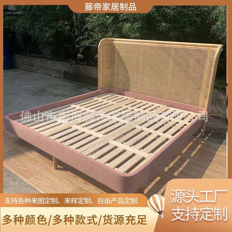 藤编床港式双人床眼笪藤家具1.8米藤床1.5米藤床