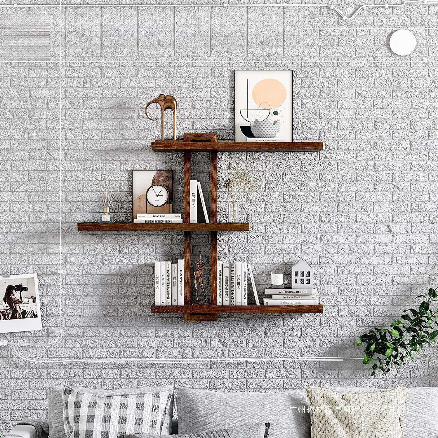 客厅隔板搁板墙上置物架创意伸缩格子卧室书架壁挂现代简约装饰架