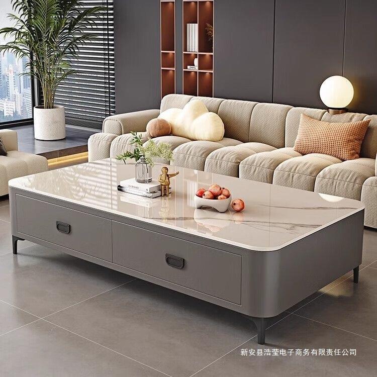 意式茶几电视柜加厚岩板组合客厅新款现代简约抽屉方形小户型轻奢