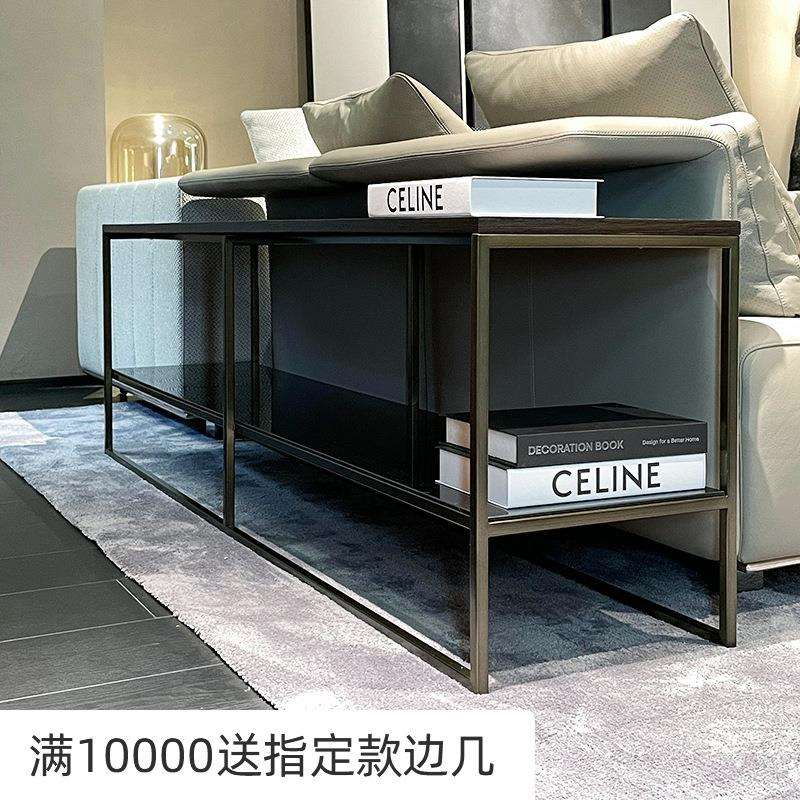 2023新款沙发边几小户型客厅电视柜不锈钢玻璃边柜意式极简储物柜