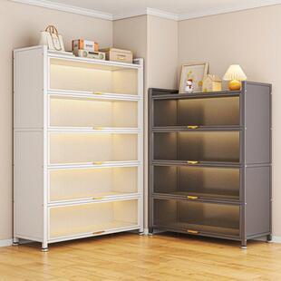 钢制书柜储物柜带门家用儿童书架客厅一体靠墙落地多层防尘收纳柜