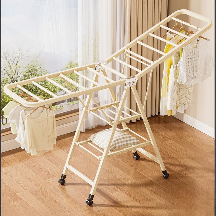 晾衣杆晒被子阳台户外防风折叠晾衣架落地室内家用挂衣架简易