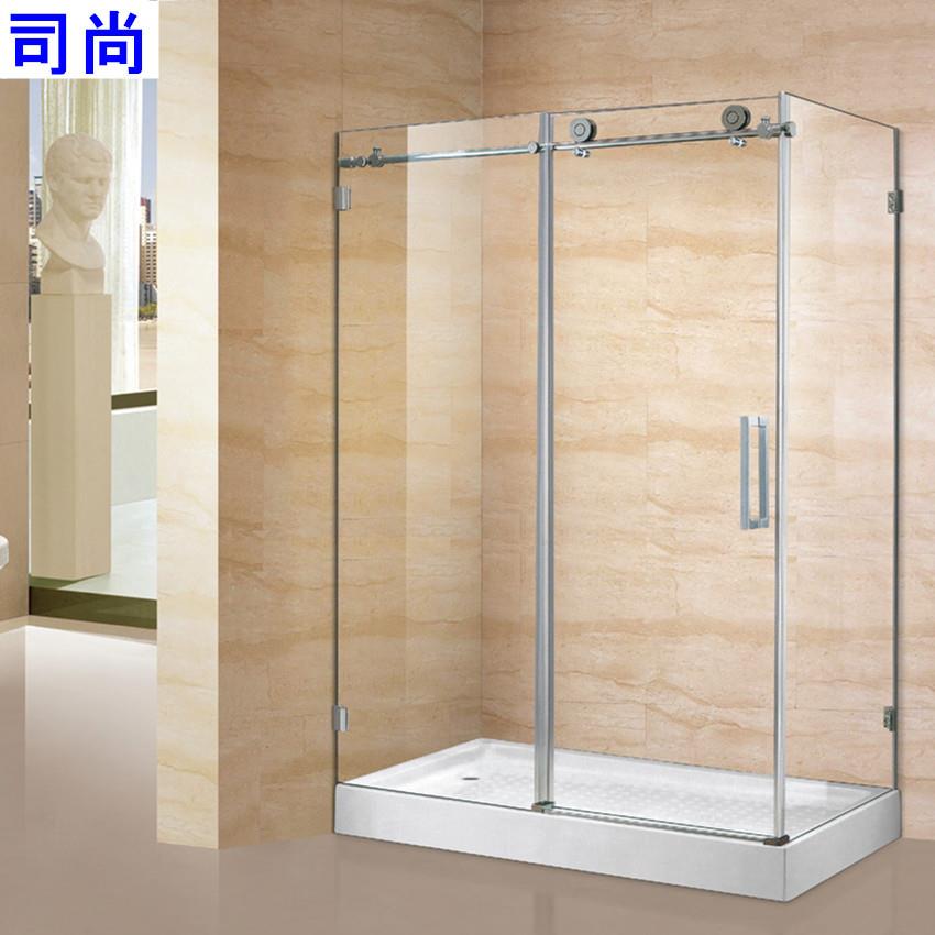 直销304不锈钢淋浴房卫生间方形移门冲凉房带底盆S6069