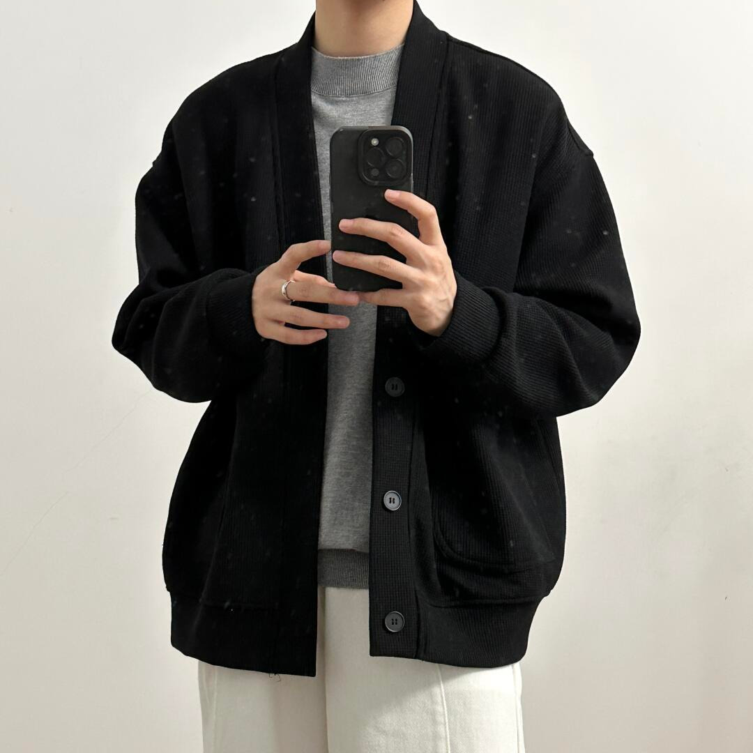 日系复古慵懒风开衫V领卫衣