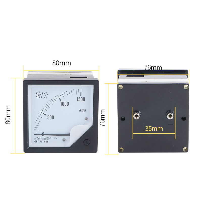 6C2 1500转/分 10V 4-20mA 变频器专用直流指针式转速表转分表
