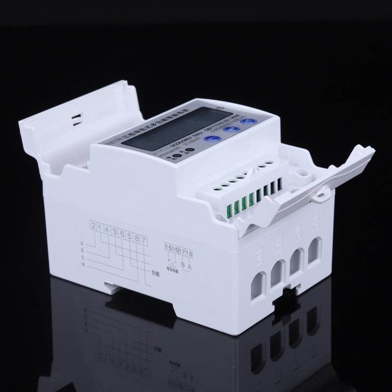 4P微型三相四线多功能导q轨式电表远程抄表485通讯380V智能电能表