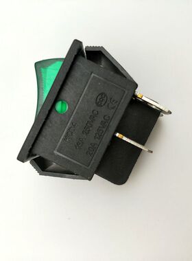 包邮KCD2/KCD4-201N 绿色船型开关 4脚2档带灯16A铜脚 电源开关