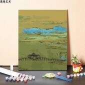 数字油画diy手工填充名画王希孟填色千里江山图手绘涂色油彩画画