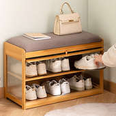 凳入户玄关简易收纳省空间 架子大容量换鞋 超薄鞋 柜家用门口翻斗鞋