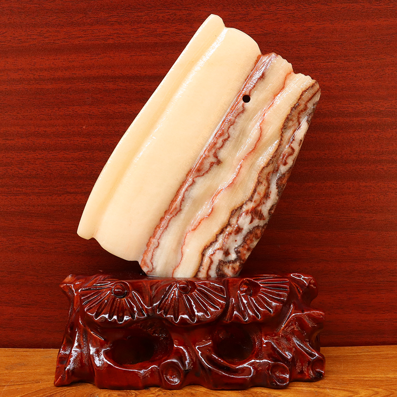 天然猪肉石五花肉奇石摆件石材桌面装饰雕刻石摆件15*21*2cm1027g