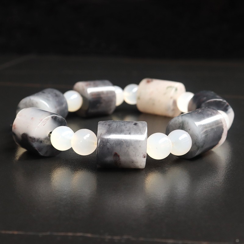 天然桂林鸡血玉石手链乾坤料15*14mm7颗 圆珠14颗57g随型款手串