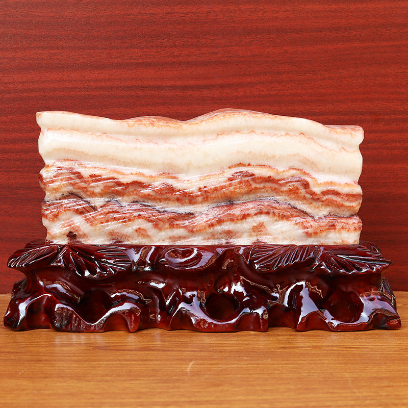 天然石材奇石摆件猪肉石五花肉桌面装饰25*14*7cm4607g雕刻石摆件