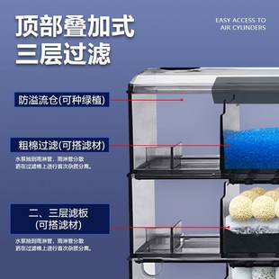 鱼缸多层滴流盒过滤器挂壁式潜水家用整套透明三合一过滤器加强版