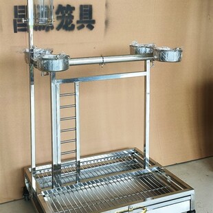 中大型鹦鹉站架鸟站台304不锈钢休息架 鹦鹉磨爪棒互动站架鸟用品
