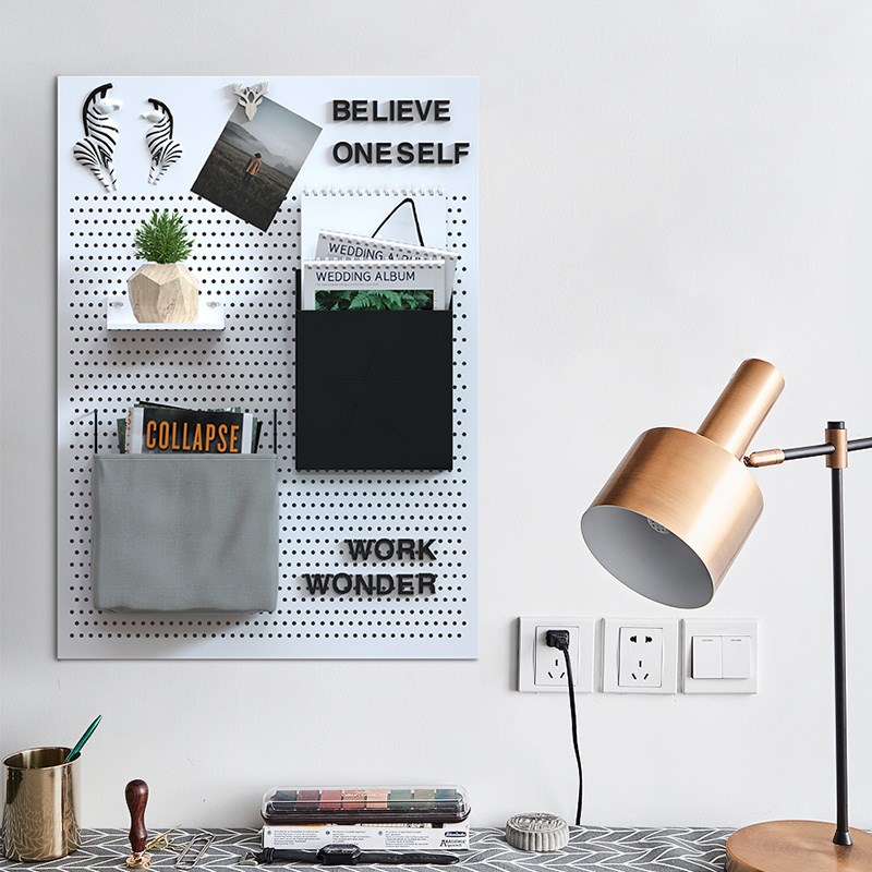 未默集舍 入户玄关免打孔洞洞板置物架墙面展示收纳架子挂墙搁板