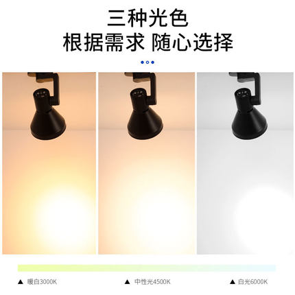 led射灯店铺服装店商用超亮par30轨道灯天花灯明装导轨式led单灯