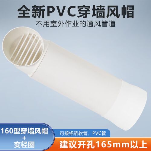 160mm穿墙风帽变径接180mm排烟软管厨房油烟机通风管道可防风防雨