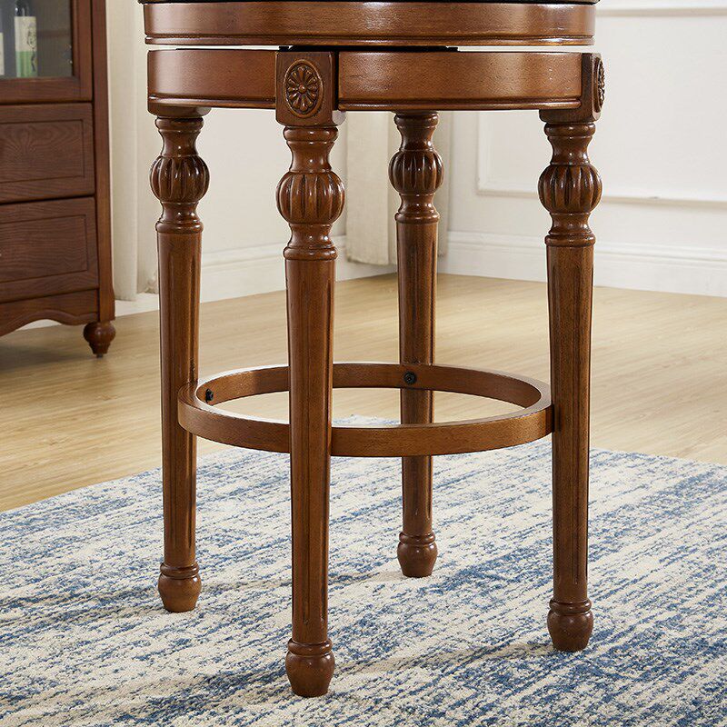 美式实木吧椅酒吧靠背旋转高脚凳欧式复古吧椅家用轻奢吧台椅组合