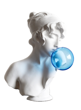 轻奢艺术品蓝色吹泡泡女孩雕塑摆件客厅服装店美容院雕像软装饰品