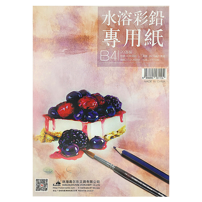 高尔乐 彩铅专用纸 水溶彩铅本 油性彩铅纸 肯特纸 A4 B4 20张