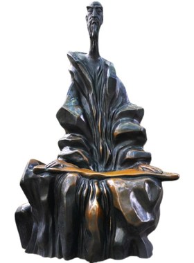 抽象艺术雕塑可定做玻璃钢古代弹琴人物雕像铸铜公园景区落地摆件