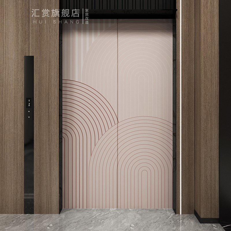 法式电梯门贴纸高级入户门一w梯一户装饰贴膜改色加厚温馨移门贴