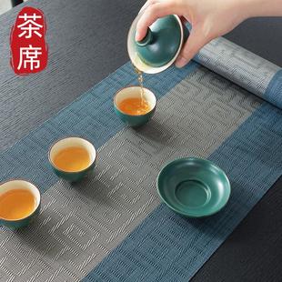 茶席防水桌旗中国风茶盘垫茶席布家用现货 PVC防水防油新中式