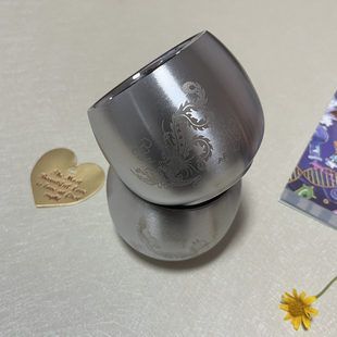 不锈钢龙纹茶杯双杯银色雕刻工艺品茶杯小酒杯主人杯公道杯双层杯