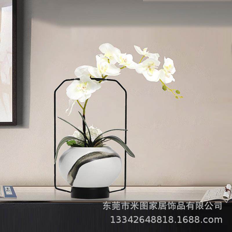 仿真花蝴蝶兰盆栽摆件假花绢花室内装饰花新中式客厅餐桌摆设花艺